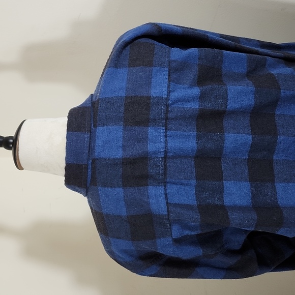 Men's Original Weatherproof Vintage Blue and Black Check Flannel Button Down Lon - Picture 4 of 9